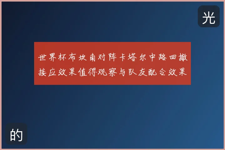 世界杯布坎南对阵卡塔尔中路回撤接应效果值得观察与队友配合效果